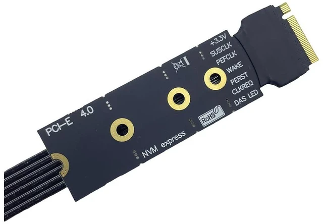 Alt view image 3 of 7 - M.2 M-Key PCI-E 4.0 X4 Extension Cable 90 Degree Silver Plated M8S Compatible with M.2 NVMe SSD (15CM)