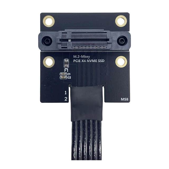 Alt view image 4 of 7 - M.2 M-Key PCI-E 4.0 X4 Extension Cable 90 Degree Silver Plated M8S Compatible with M.2 NVMe SSD (15CM)