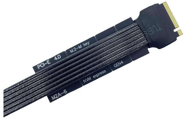 Alt view image 2 of 7 - M.2 M-Key PCI-E 4.0 X4 Extension Cable 90 Degree Silver Plated M8S Compatible with M.2 NVMe SSD (15CM)
