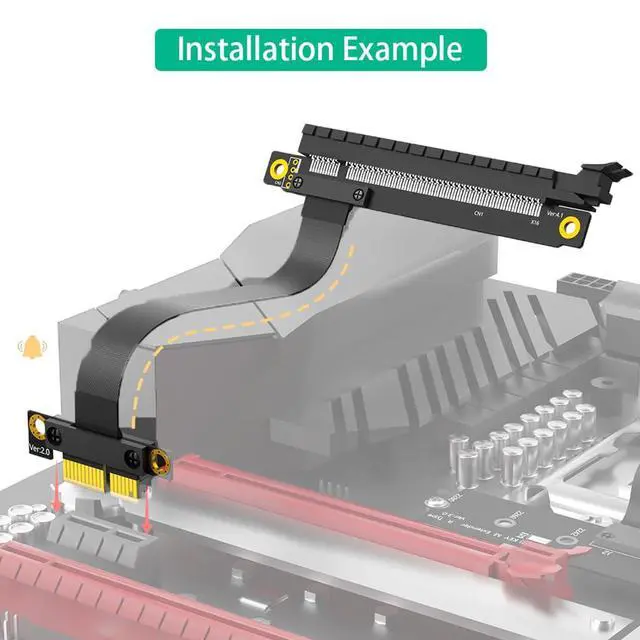 Alt view image 4 of 7 - PCI-E 16X to 1X Extension Cable PCIe 3.0 8Gbps High Speed Flexible Adapter Gen3 for 1U/2U Chassis 25CM (16X to 1X)