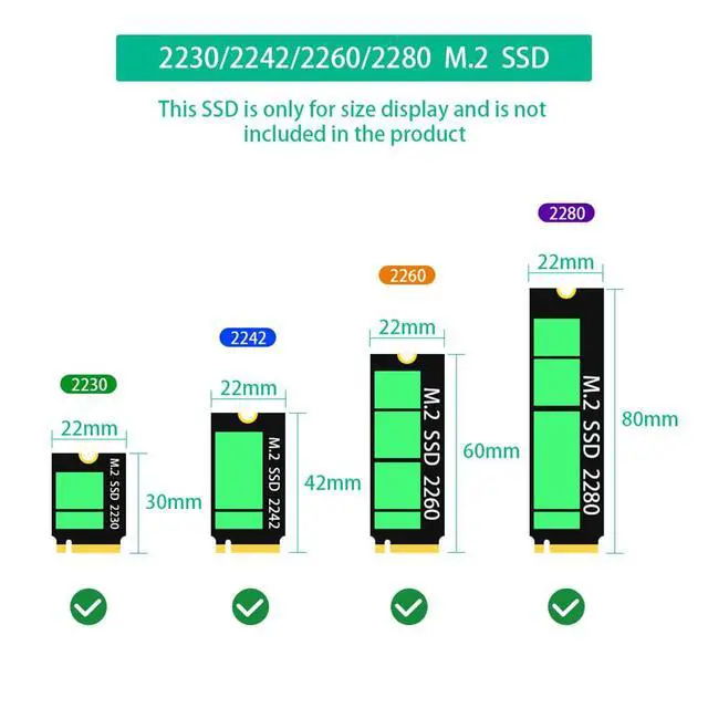 Alt view image 3 of 7 - M.2 NVME M Key SSD to SFF-8611/8612 Extension Cable SATA to 4Pin Power Cable USB-C Power Card for 2230 2242 2260 2280