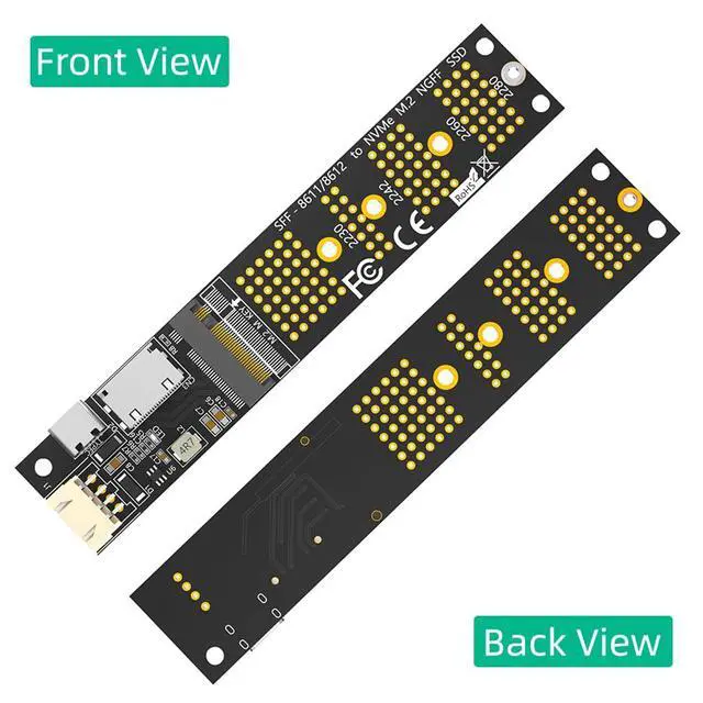 Alt view image 5 of 7 - M.2 NVME M Key SSD to SFF-8611/8612 Extension Cable SATA to 4Pin Power Cable USB-C Power Card for 2230 2242 2260 2280