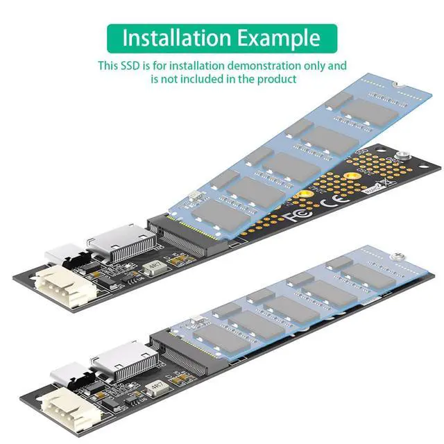 Alt view image 7 of 7 - M.2 NVME M Key SSD to SFF-8611/8612 Extension Cable SATA to 4Pin Power Cable USB-C Power Card for 2230 2242 2260 2280