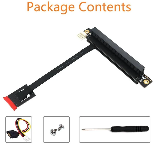 Alt view image 7 of 7 - M.2 NGFF Key A+E to PCI-E Extension Cable 270° 25cm PCIe3.0 4pin FDD Power Connector Support M.2 Socket with Type 2230 (16X)