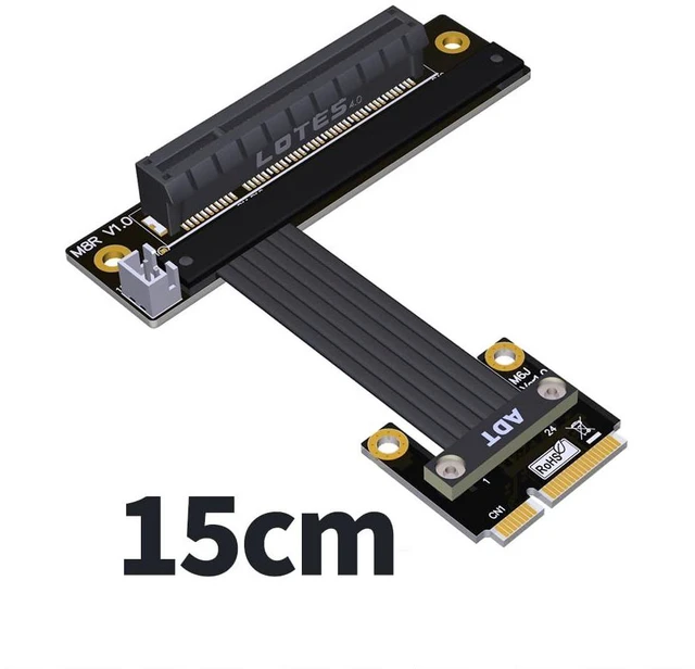Alt view image 3 of 7 - Mini-PCIe 4.0 Male to PCIE x8 Female SSD Extension Cable mPCIe Riser Adapter for Motherboard Extender (M68JR,15CM)
