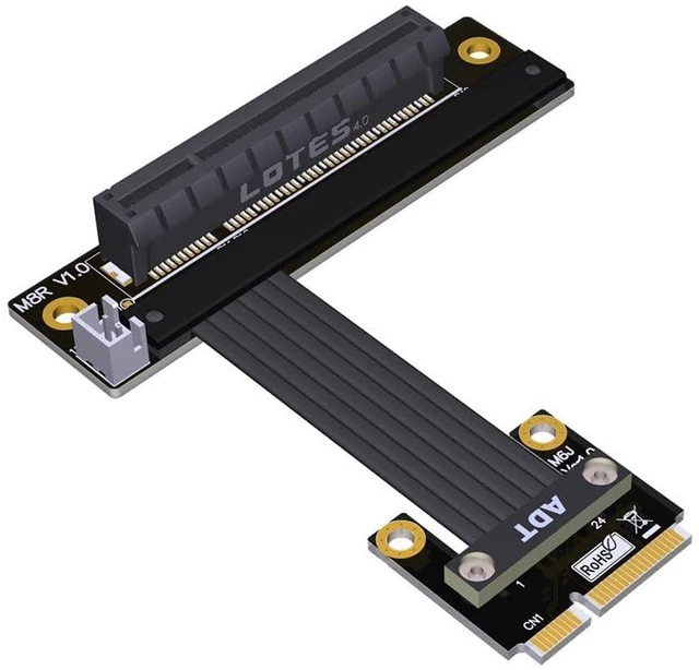 Main image of Mini-PCIe 4.0 Male to PCIE x8 Female SSD Extension Cable mPCIe Riser Adapter for Motherboard Extender (M68JR,25CM)