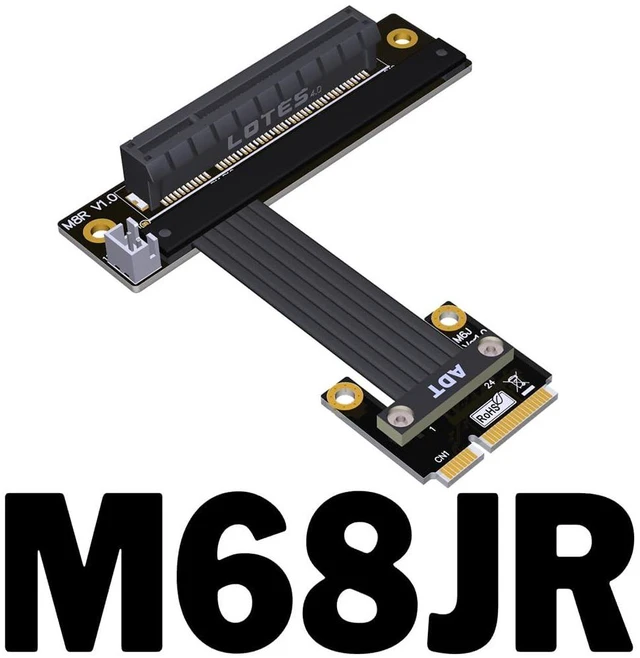 Alt view image 2 of 7 - Mini-PCIe 4.0 Male to PCIE x8 Female SSD Extension Cable mPCIe Riser Adapter for Motherboard Extender (M68JR,25CM)