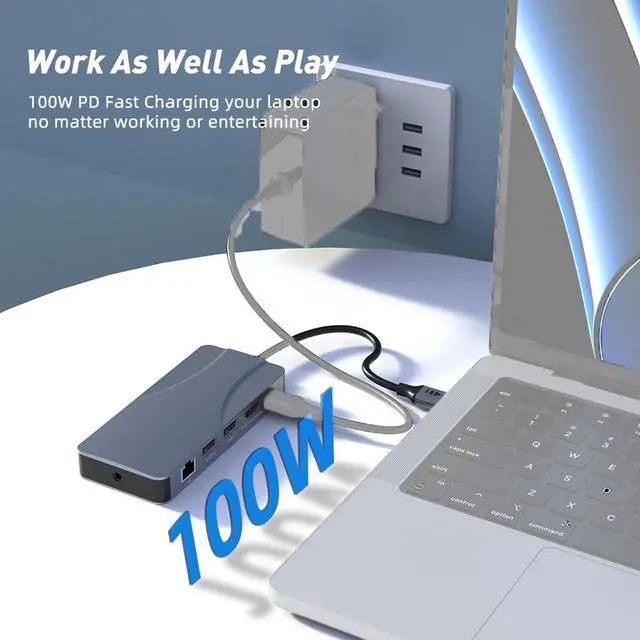 Alt view image 2 of 7 - 11in1 USB C to 4K60Hz HDMI-Compatible Adapter 1000Mbps RJ45 Ethernet HUB PD100W SD/TF Card Reader