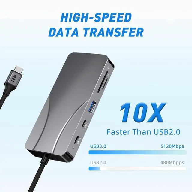 Alt view image 4 of 7 - 11in1 USB C to 4K60Hz HDMI-Compatible Adapter 1000Mbps RJ45 Ethernet HUB PD100W SD/TF Card Reader
