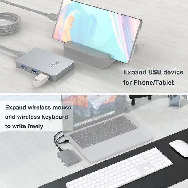 Alt view image 7 of 7 - 7in1 USB 3.2 Gen2 10Gbps Adapter USB-C with PD 100W Expansion Hub HC418 for Laptops PC
