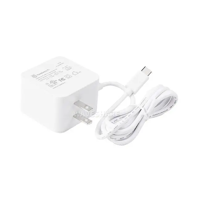 Alt view image 3 of 7 - Official 27W USB Type-C Power Supply for Raspberry Pi 5 Output 5.1V/5A, 9V/3A, 12V/2.25A, 15V/1.8A 1.2m Cable Length