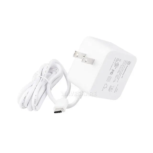 Alt view image 4 of 7 - Official 27W USB Type-C Power Supply for Raspberry Pi 5 Output 5.1V/5A, 9V/3A, 12V/2.25A, 15V/1.8A 1.2m Cable Length
