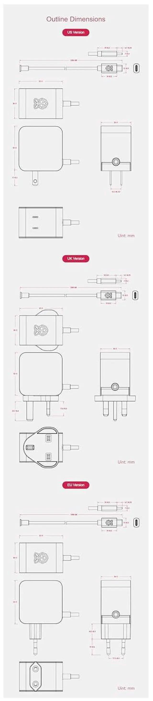 Alt view image 7 of 7 - Official 27W USB Type-C Power Supply for Raspberry Pi 5 Output 5.1V/5A, 9V/3A, 12V/2.25A, 15V/1.8A 1.2m Cable Length