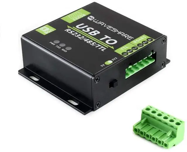 Main image of waveshare USB to RS232 / RS485 / TTL (UART) Industrial Isolated Converter with Original FT232RL Inside Aluminium Alloy Enclosure Power/ADI Magnetical Isolation,TVS Diode