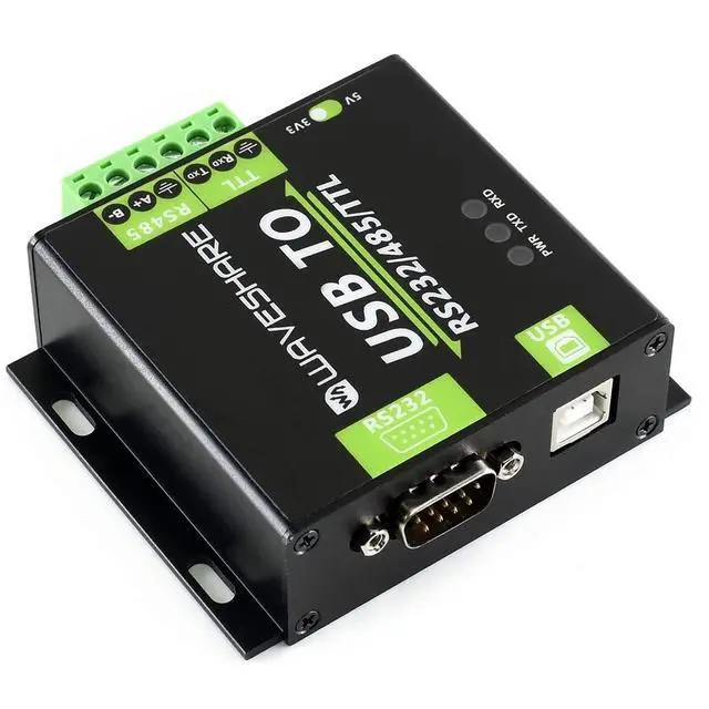 Alt view image 2 of 7 - waveshare USB to RS232 / RS485 / TTL (UART) Industrial Isolated Converter with Original FT232RL Inside Aluminium Alloy Enclosure Power/ADI Magnetical Isolation,TVS Diode