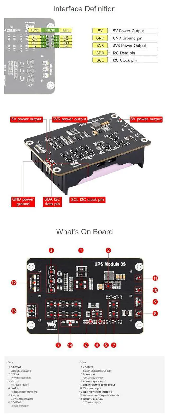 Alt view image 6 of 7 - Uninterruptible Power Supply UPS Module for for Raspberry Pi 4B+ 4B 3B+ 3B 2B+ Zero W WH Jetson Nano Supports Charging and Power Output at The Same Time 3S & 5V 5A Output