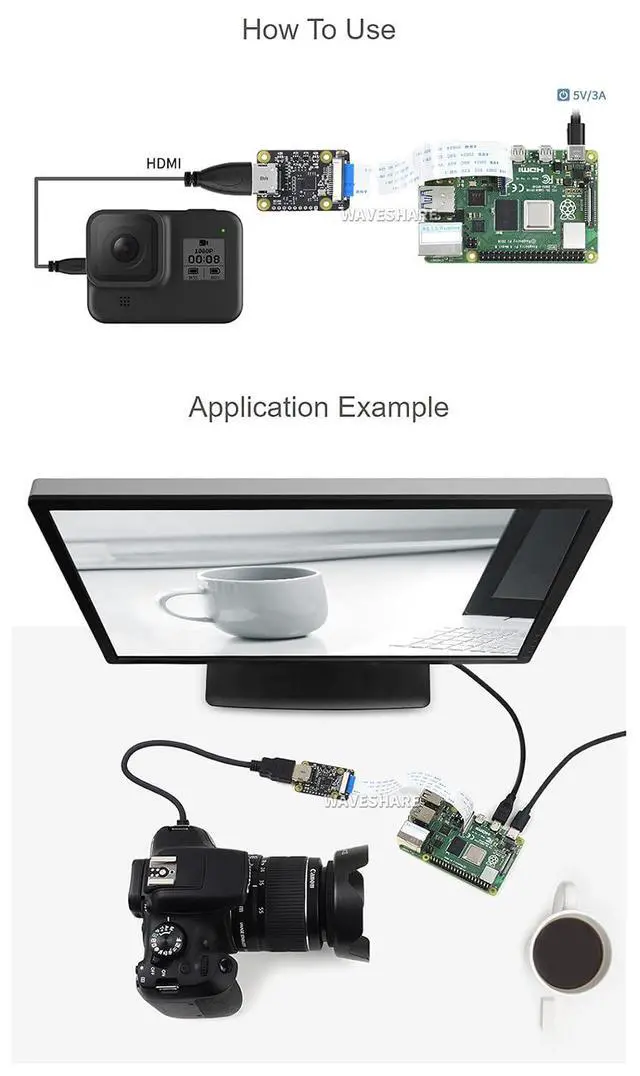 Alt view image 4 of 7 - HDMI to CSI Adapter for Raspberry Pi Series Board up to1080p@30fps Support from HDMI Input Backward Compatible