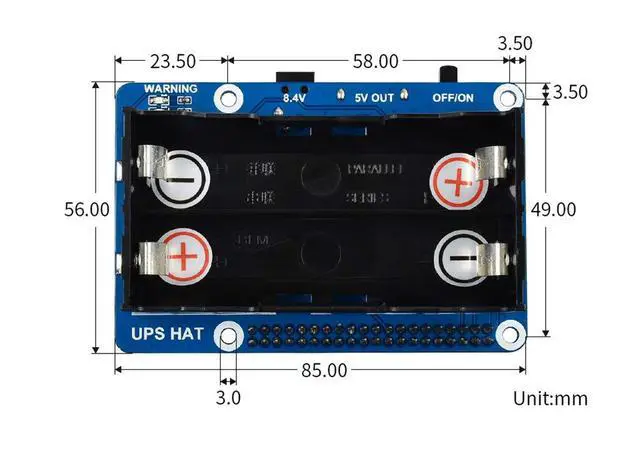 Alt view image 7 of 7 - UPS HAT for Raspberry Pi Series Boards Support 5V Uninterruptible Power Supply Charge and Power Output at The Same Time Real Time Monitoring