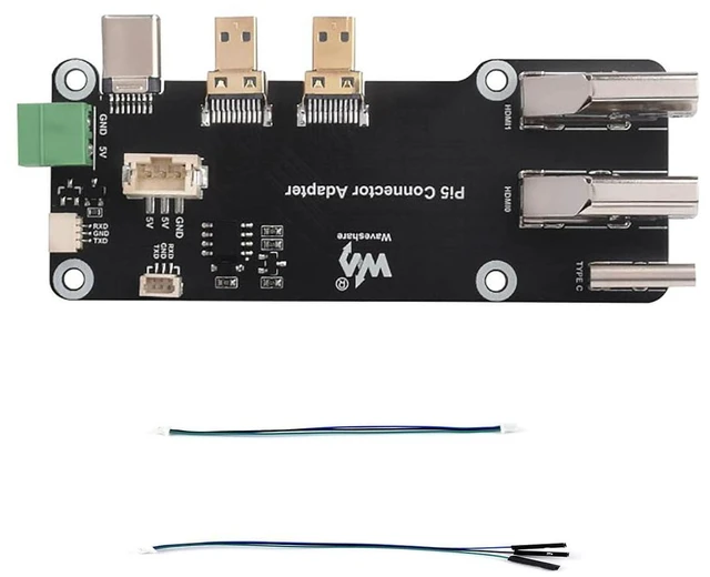 Main image of Micro HDMI to HDMI Adapter Board for Raspberry Pi 5 / 4B, Two Power Supply Methods Supports Dual 4K Outputs Easy to Connect The HDMI Screens