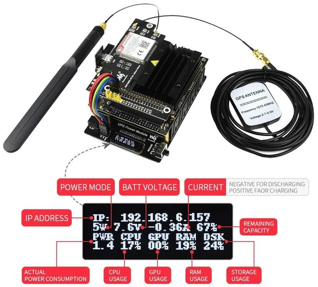 Alt view image 5 of 7 - Waveshare UPS Power Module HAT for Jetson Nano Developer Kit Support 5V Uninterruptible Power Supply Real Time Monitoring
