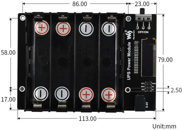 Alt view image 7 of 7 - Waveshare UPS Power Module HAT for Jetson Nano Developer Kit Support 5V Uninterruptible Power Supply Real Time Monitoring