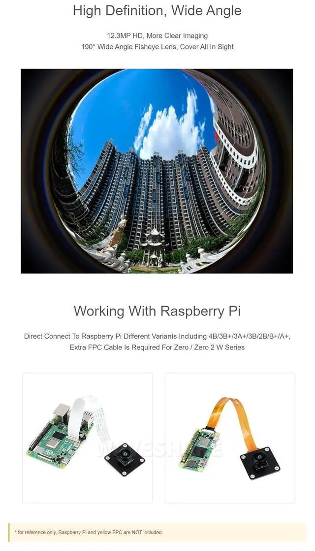 Alt view image 6 of 7 - IMX378-190 Fisheye Lens Camera for Raspberry Pi Series Board, 190° Wide Angle Fisheye Lens, 12.3MP, Wider Field of View