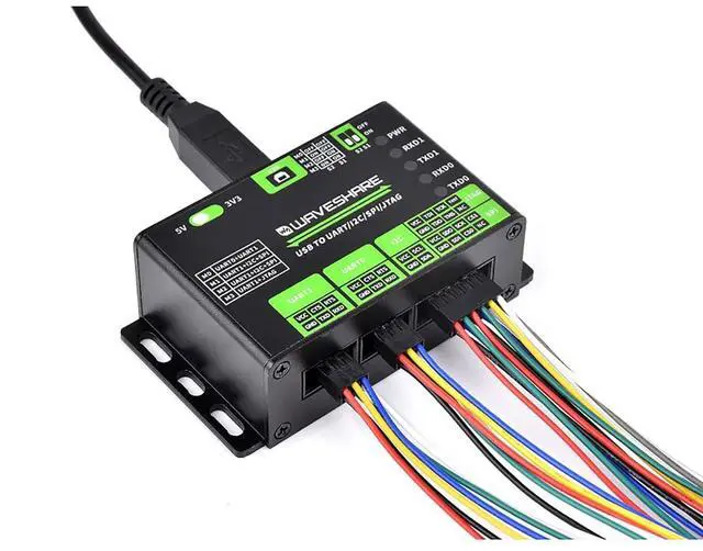 Main image of USB to UART I2C SPI JTAG Converter, 2-CH UART up to 9Mbps, 3.3V/5V Level Switch, ESD & Resettable Fuse Protection, Aluminum Alloy Case, Windows/Linux Support, Rail/Wall Mount