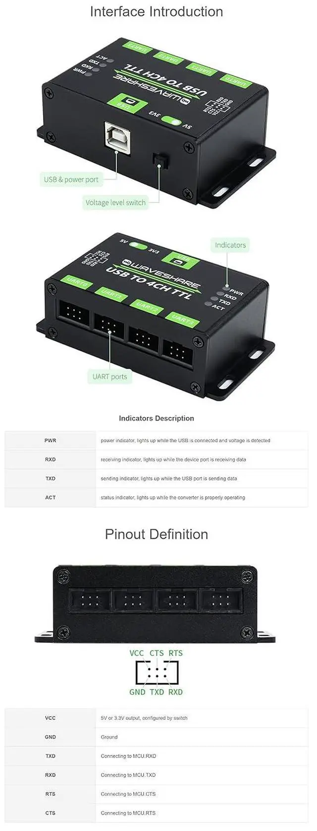 Alt view image 6 of 7 - Industrial USB to 4CH TTL (UART) Converter, USB to UART, Stable Transmission