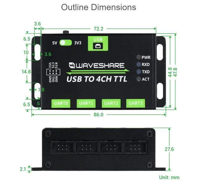 Alt view image 7 of 7 - Industrial USB to 4CH TTL (UART) Converter, USB to UART, Stable Transmission