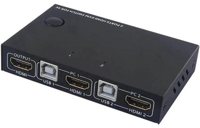 Main image of AM-KM201 HDMI KVM Switcher 4K 2 in 1 out KVM Switcher Keyboard Mouse USB Shared