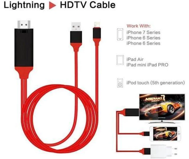 Alt view image 2 of 6 - Lighting to HDMI Cable TV Digital AV Adapter USB 1080P Smart Converter Cable for