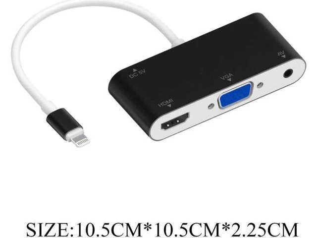 Alt view image 4 of 6 - Lightning to VGA/HDMI/AV Adapter High Definition Conversion TV Projector Adapter
