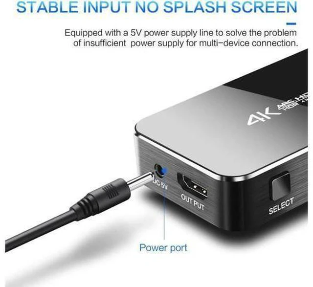 Alt view image 7 of 7 - Switch 2.0 4K HDMI Splitter Switch 4 In 1 Out HDMI Switcher Audio Extractor ARC