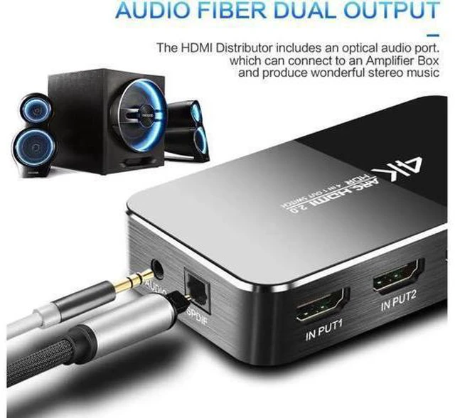 Alt view image 3 of 7 - Switch 2.0 4K HDMI Splitter Switch 4 In 1 Out HDMI Switcher Audio Extractor ARC