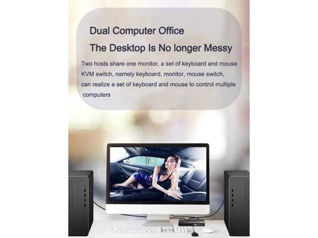 Alt view image 7 of 7 - 2 Ports HDMI KVM Switch 4K*2K@60Hz 2 In 1 Out HDMI Supports Hotkey Switch Wire C