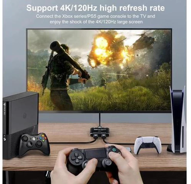Alt view image 2 of 7 - 8K@60Hz HDMI 2X1 Switch with Remote Controll Selector 2 Source 1 Display HDMI 2.