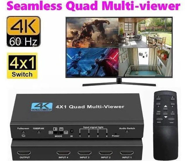 Alt view image 2 of 6 - 4x1 Multi-viewer switcher 4K Seamless Quad Screen Real Time Multi Viewer Splitte