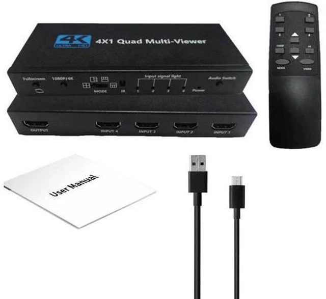Alt view image 3 of 6 - 4x1 Multi-viewer switcher 4K Seamless Quad Screen Real Time Multi Viewer Splitte