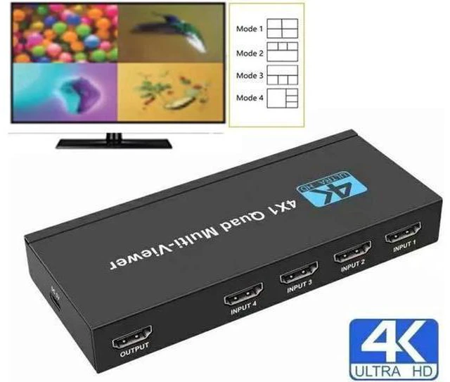 Alt view image 6 of 6 - 4x1 Multi-viewer switcher 4K Seamless Quad Screen Real Time Multi Viewer Splitte