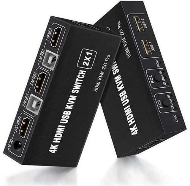 Main image of Switch HDMI 2 Port, USB and HDMI Switch for 2 Computers Share Keyboard Mouse Pri
