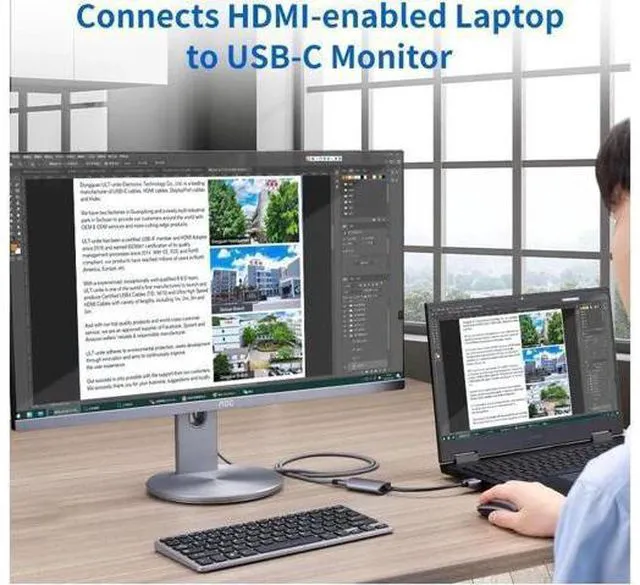 Alt view image 6 of 7 - 4K 60Hz HDMI Male to USB-C Female Adapter Type C USB 3.1 Monitor Input to HDMI-O