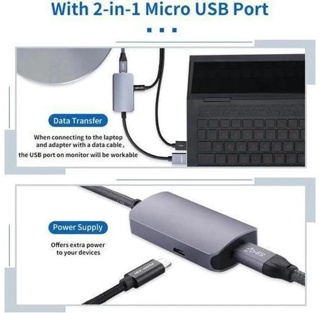Alt view image 7 of 7 - 4K 60Hz HDMI Male to USB-C Female Adapter Type C USB 3.1 Monitor Input to HDMI-O