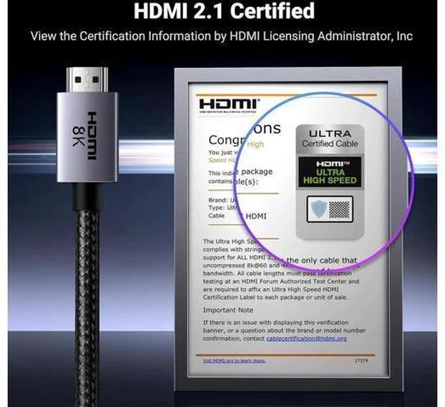 Alt view image 3 of 7 - UGREEN 8K HDMI 2.1 Cable 48Gbps Certified Ultra High Speed HDMI Cord Aluminum, 4