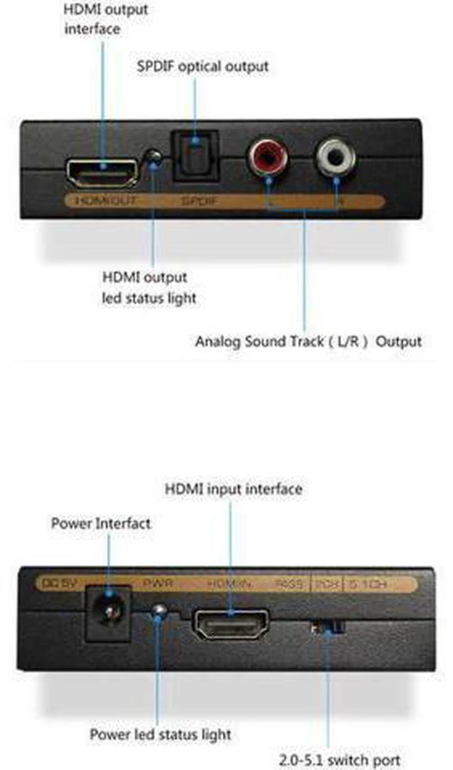 Alt view image 5 of 6 - audio extractor HDMI to HDMI Optical TOSLINK SPDIF + RCA L/R Audio Extractor Con