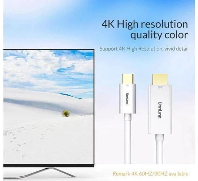 Alt view image 4 of 6 - USB C HDMI Cable Type C to HDMI Adapter UHD 4K@60Hz Thunderbolt 3 for MacBook Pr