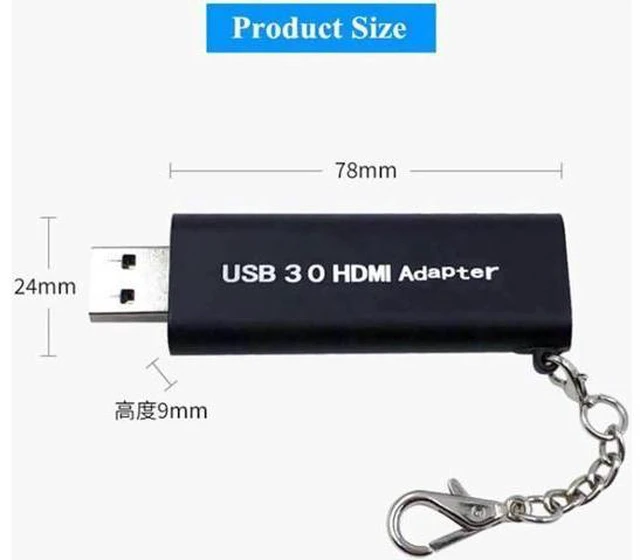 Alt view image 6 of 6 - Mini Portable USB 3.0 to HDMI Converter Keychain 1920 * 1080 HD Adapter for Wind