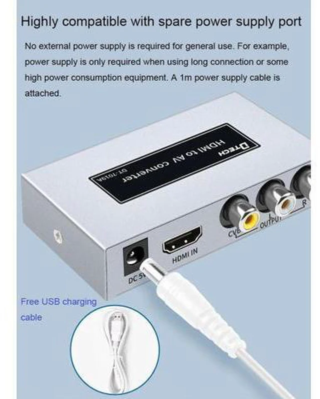 Alt view image 3 of 6 - Video Dtech Hdmi to RCA AV Adapter Converter 4K hdmi to rca converter