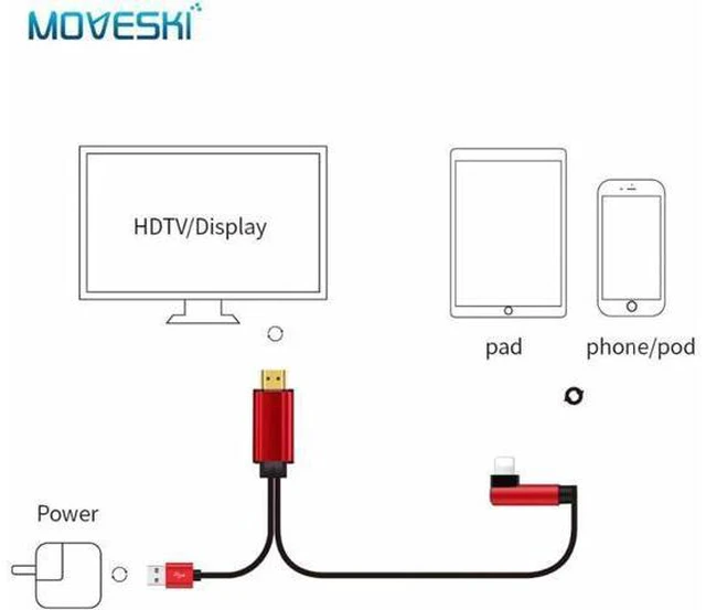 Alt view image 2 of 6 - 7552W Lightn AV to HDMI Adapter Cable Adapter Cable 1080P HD to HDMI Digital AV