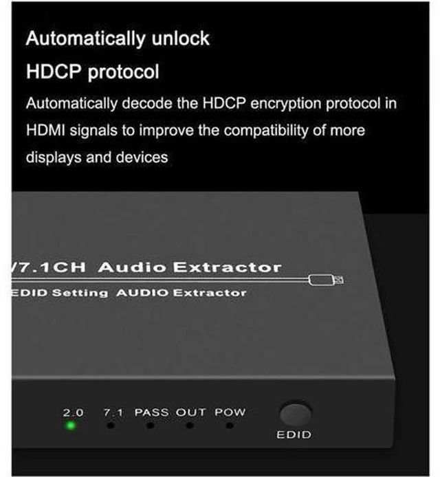 Alt view image 2 of 7 - 4K@30HZ HDMI Audio Extractor Splitter HDMI 2CH/7.1 CH Audio Output 3D EDID Digit