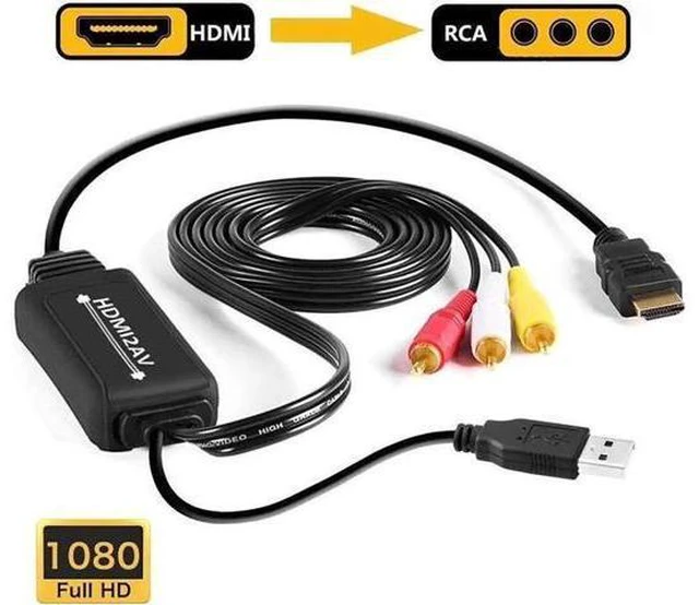 Alt view image 4 of 7 - 2M HDMI to RCA Cable Converter HDMI to AV Converter 1080P 3RCA Cvbs Composite Vi